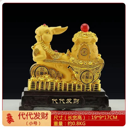 New Gold rabbit feng shui decorations statue, children's birthday presents cute creative crafts  Accessories for home decoration