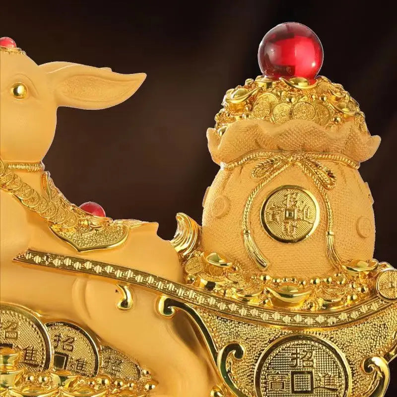 New Gold rabbit feng shui decorations statue, children's birthday presents cute creative crafts  Accessories for home decoration