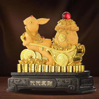 New Gold rabbit feng shui decorations statue, children's birthday presents cute creative crafts  Accessories for home decoration
