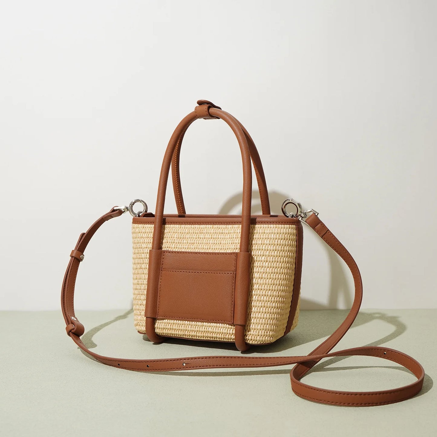 New Grass Knitted Summer Style Handheld Small Bag, Small and Popular Combination Leather One Shoulder Crossbody Bag