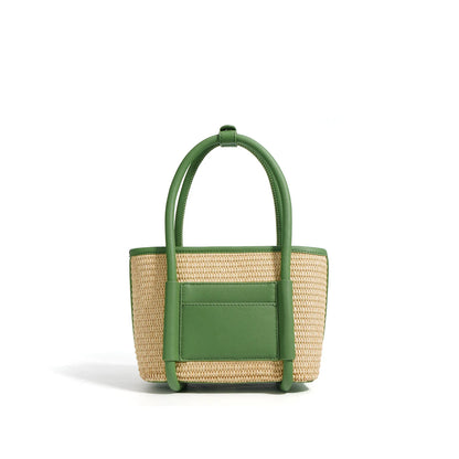 New Grass Knitted Summer Style Handheld Small Bag, Small and Popular Combination Leather One Shoulder Crossbody Bag