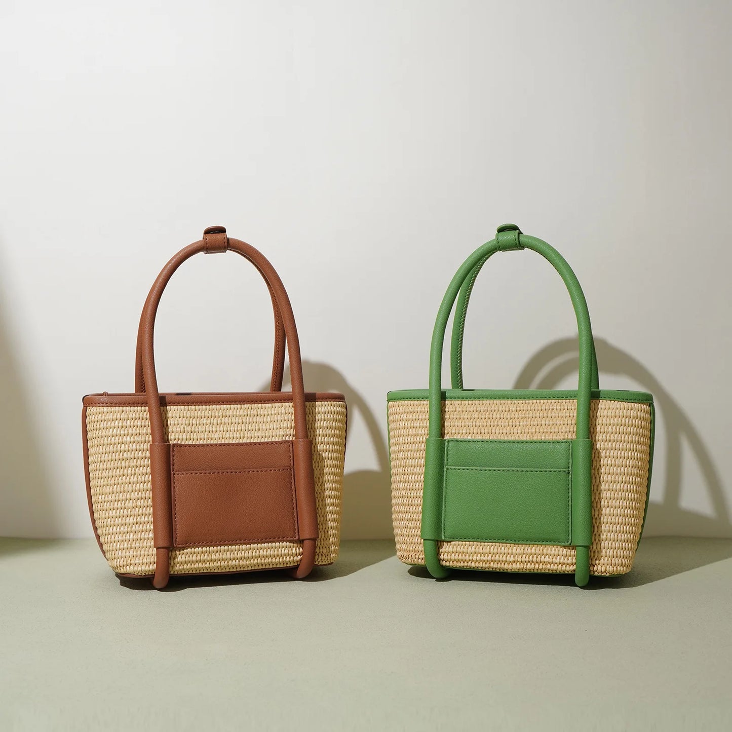 New Grass Knitted Summer Style Handheld Small Bag, Small and Popular Combination Leather One Shoulder Crossbody Bag