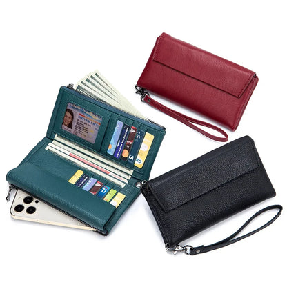 New Hand Lift Soft Leather Long Purse Fashion Versatile Large Capacity Multi-card Bag Can Put Mobile Phone Wallet