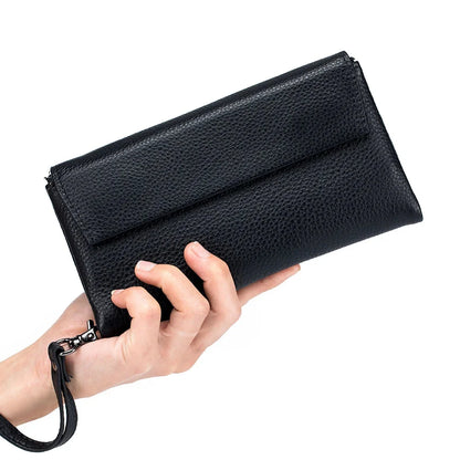 New Hand Lift Soft Leather Long Purse Fashion Versatile Large Capacity Multi-card Bag Can Put Mobile Phone Wallet