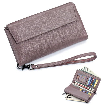 New Hand Lift Soft Leather Long Purse Fashion Versatile Large Capacity Multi-card Bag Can Put Mobile Phone Wallet
