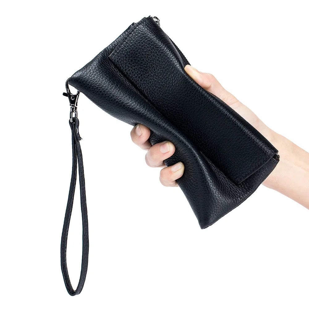 New Hand Lift Soft Leather Long Purse Fashion Versatile Large Capacity Multi-card Bag Can Put Mobile Phone Wallet