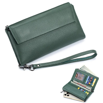 New Hand Lift Soft Leather Long Purse Fashion Versatile Large Capacity Multi-card Bag Can Put Mobile Phone Wallet