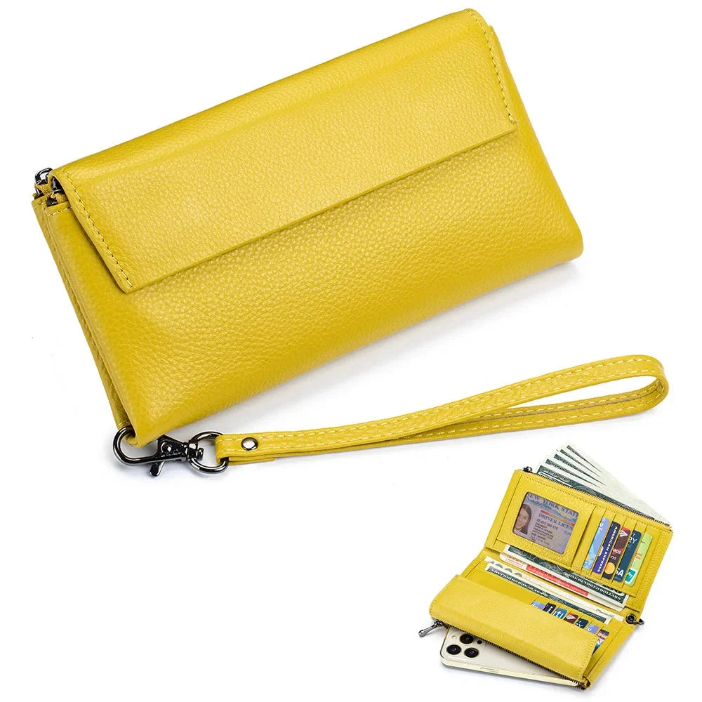 New Hand Lift Soft Leather Long Purse Fashion Versatile Large Capacity Multi-card Bag Can Put Mobile Phone Wallet