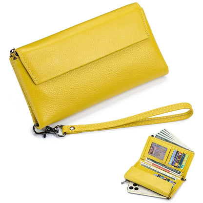 New Hand Lift Soft Leather Long Purse Fashion Versatile Large Capacity Multi-card Bag Can Put Mobile Phone Wallet