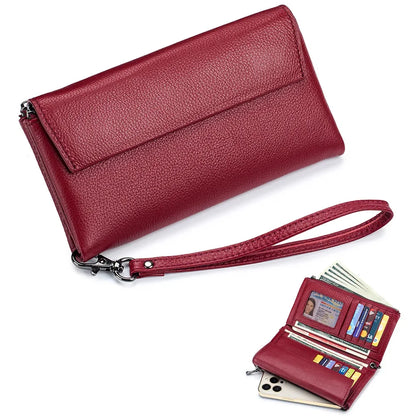 New Hand Lift Soft Leather Long Purse Fashion Versatile Large Capacity Multi-card Bag Can Put Mobile Phone Wallet