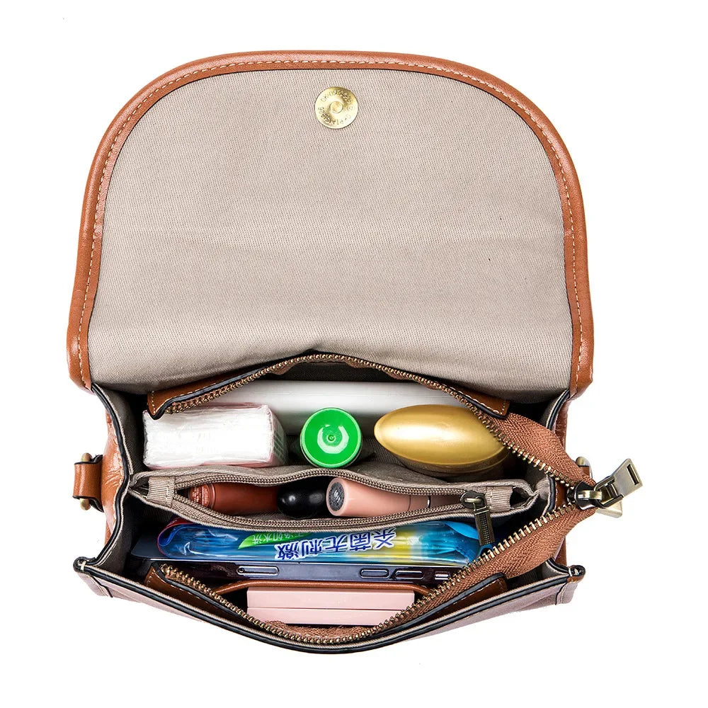New Head Layer Plant Tanned Leather All-in-one Portable Niche Senior Women's Single Shoulder Crossbody Bag Commuting