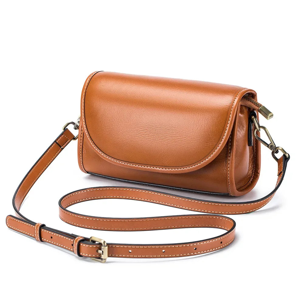 New Head Layer Plant Tanned Leather All-in-one Portable Niche Senior Women's Single Shoulder Crossbody Bag Commuting