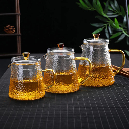 New Heat Resistant Glass Teapot Glass Borosilicate Tea mug Gas Stove Flower Puer Kettle Chinese Kung Fu Tea Set With Filter