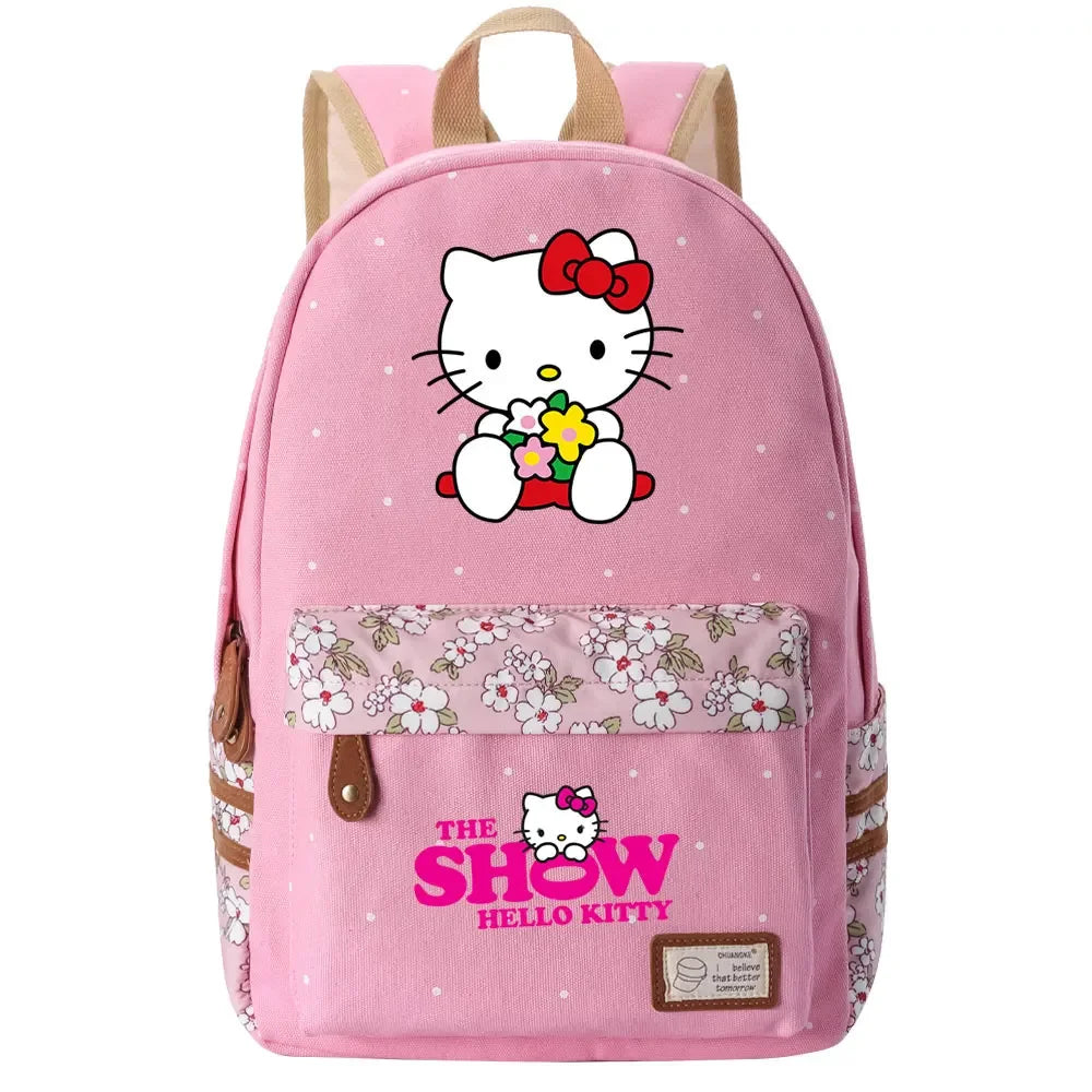 New Hello Kitty Printed Boy Girl Kids School Book Bags Women Bagpack Teenagers Schoolbags Canvas Travel Laptop Backpack
