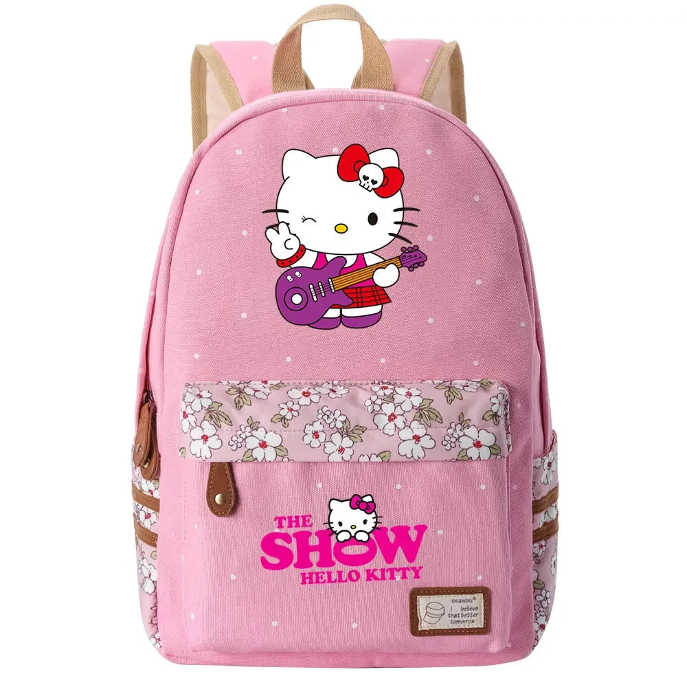 New Hello Kitty Printed Boy Girl Kids School Book Bags Women Bagpack Teenagers Schoolbags Canvas Travel Laptop Backpack