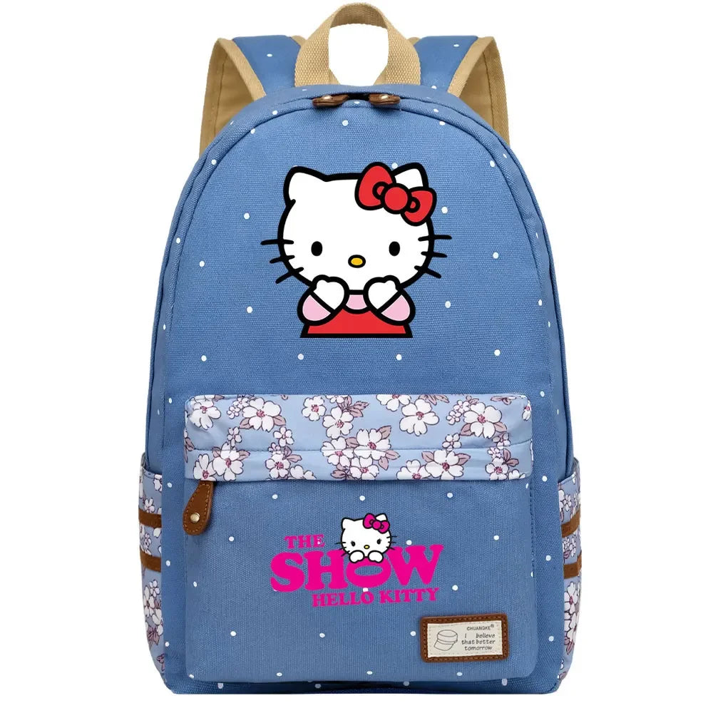 New Hello Kitty Printed Boy Girl Kids School Book Bags Women Bagpack Teenagers Schoolbags Canvas Travel Laptop Backpack
