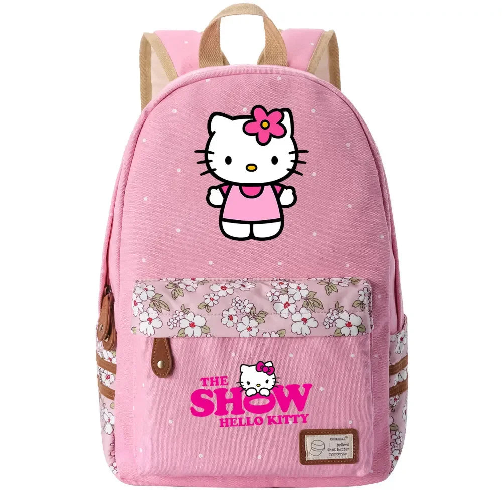 New Hello Kitty Printed Boy Girl Kids School Book Bags Women Bagpack Teenagers Schoolbags Canvas Travel Laptop Backpack