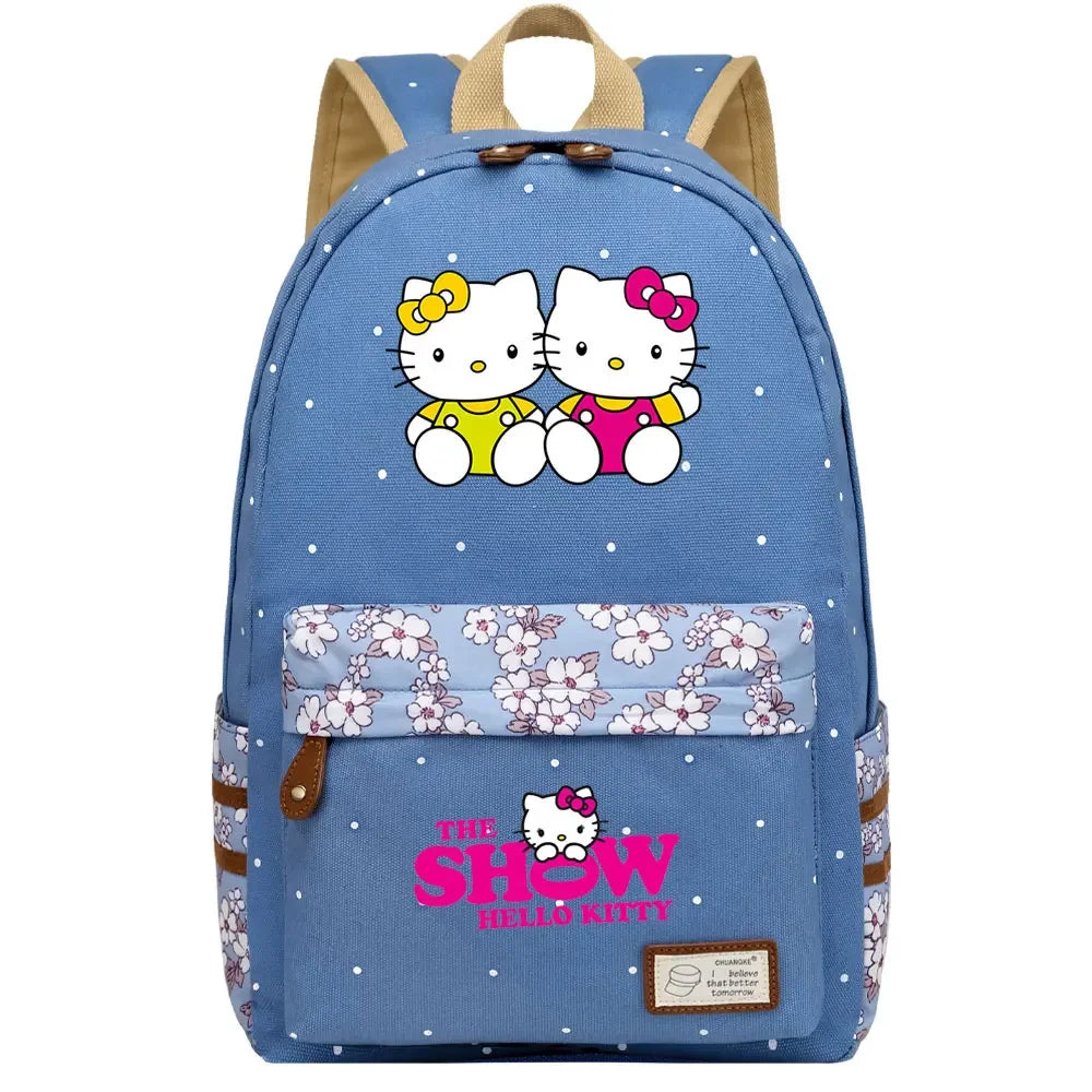 New Hello Kitty Printed Boy Girl Kids School Book Bags Women Bagpack Teenagers Schoolbags Canvas Travel Laptop Backpack
