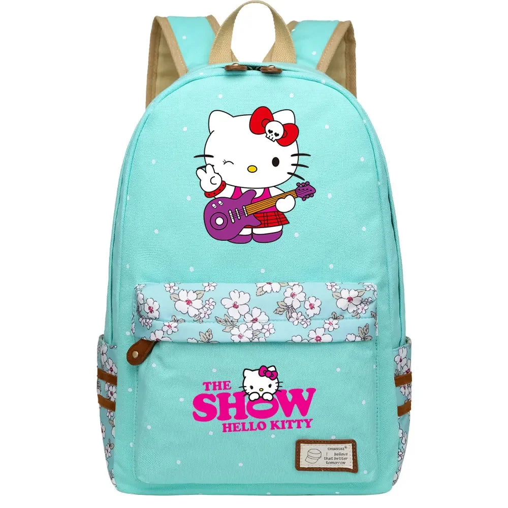 New Hello Kitty Printed Boy Girl Kids School Book Bags Women Bagpack Teenagers Schoolbags Canvas Travel Laptop Backpack