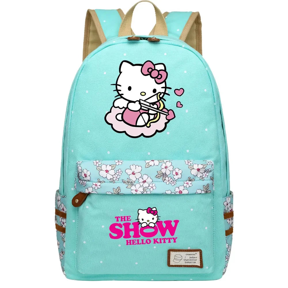 New Hello Kitty Printed Boy Girl Kids School Book Bags Women Bagpack Teenagers Schoolbags Canvas Travel Laptop Backpack