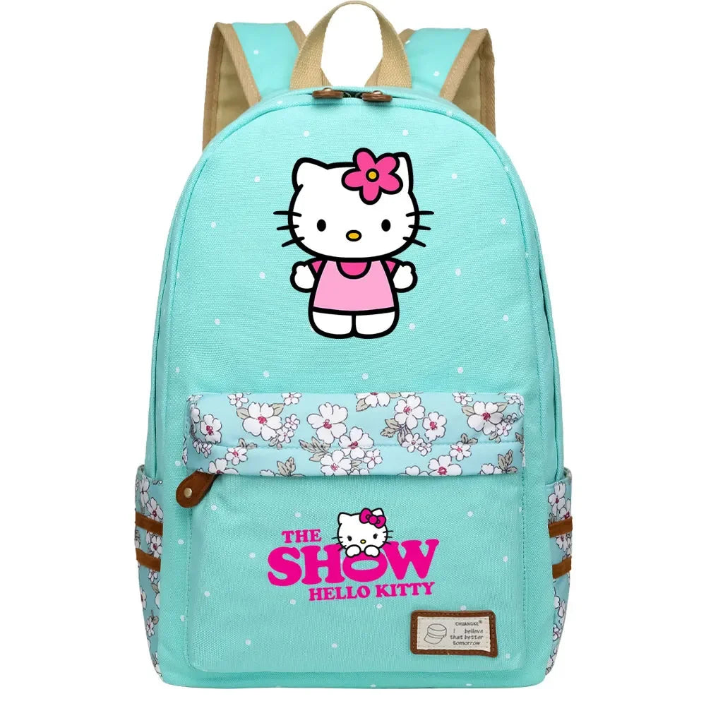 New Hello Kitty Printed Boy Girl Kids School Book Bags Women Bagpack Teenagers Schoolbags Canvas Travel Laptop Backpack