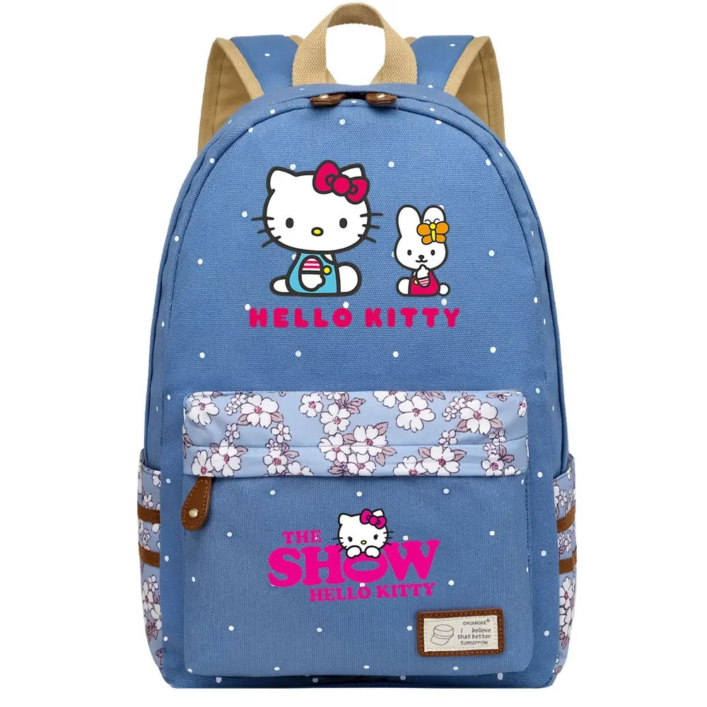New Hello Kitty Printed Boy Girl Kids School Book Bags Women Bagpack Teenagers Schoolbags Canvas Travel Laptop Backpack