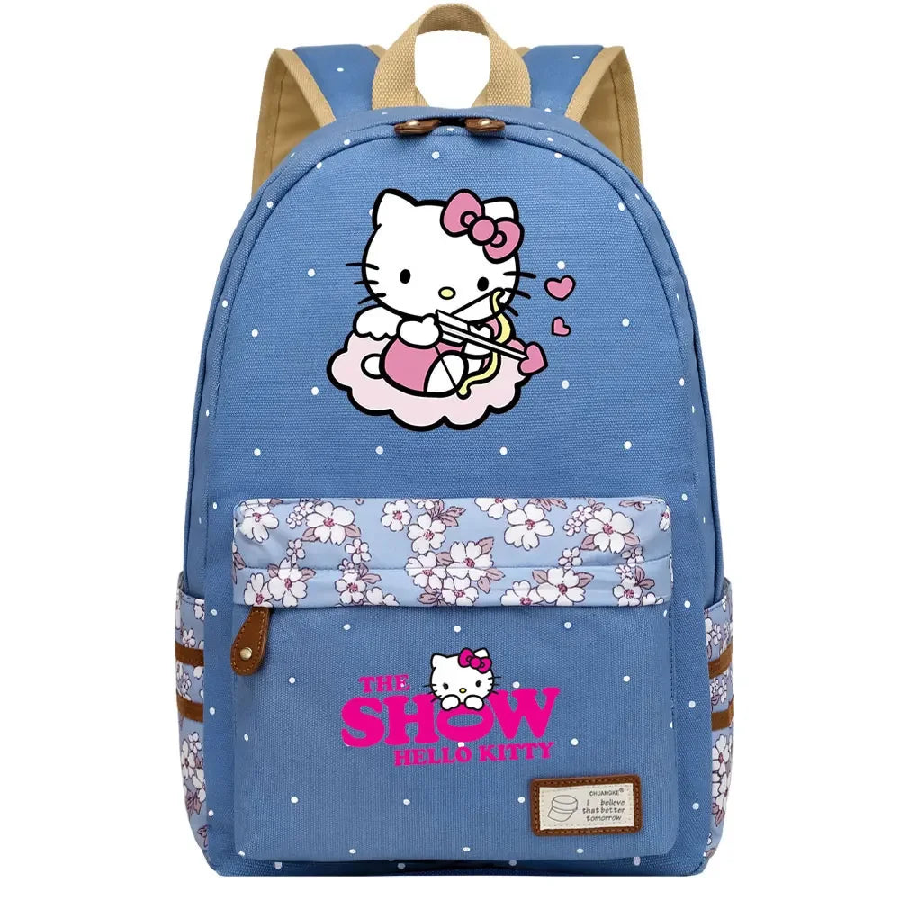 New Hello Kitty Printed Boy Girl Kids School Book Bags Women Bagpack Teenagers Schoolbags Canvas Travel Laptop Backpack