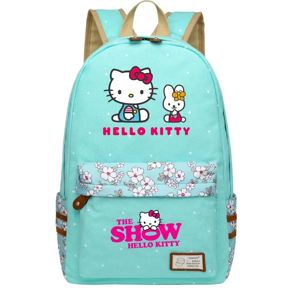 New Hello Kitty Printed Boy Girl Kids School Book Bags Women Bagpack Teenagers Schoolbags Canvas Travel Laptop Backpack