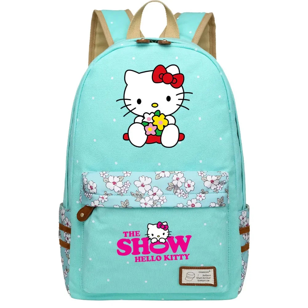 New Hello Kitty Printed Boy Girl Kids School Book Bags Women Bagpack Teenagers Schoolbags Canvas Travel Laptop Backpack