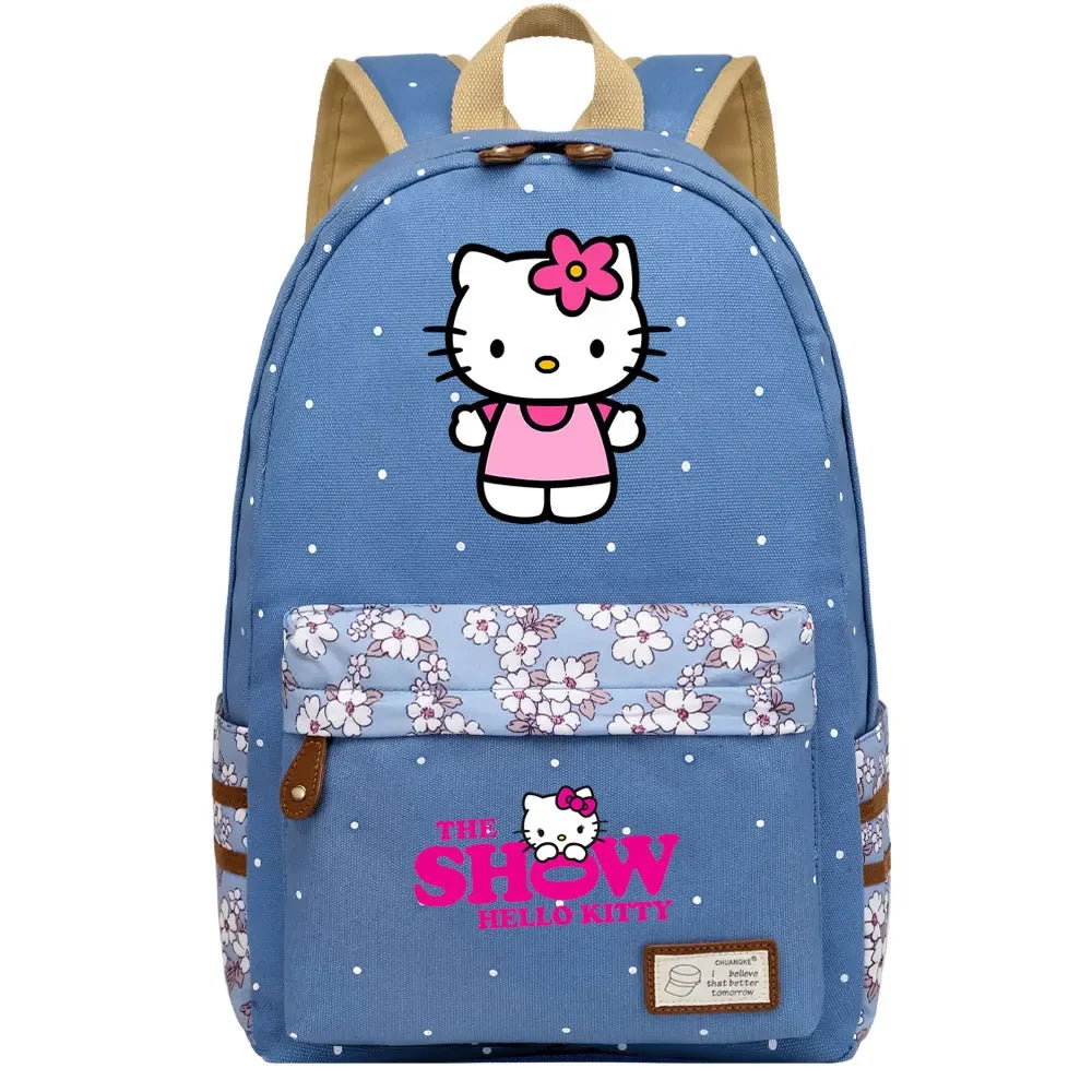 New Hello Kitty Printed Boy Girl Kids School Book Bags Women Bagpack Teenagers Schoolbags Canvas Travel Laptop Backpack