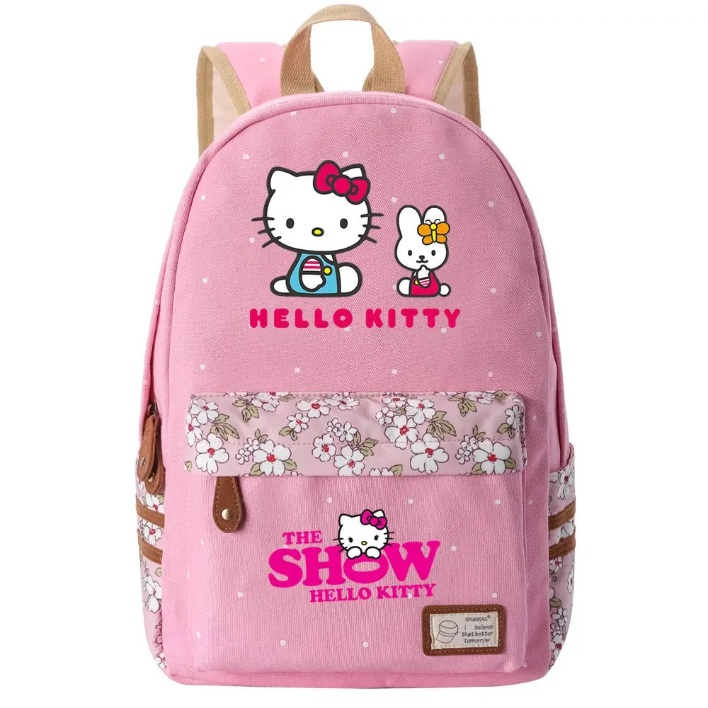 New Hello Kitty Printed Boy Girl Kids School Book Bags Women Bagpack Teenagers Schoolbags Canvas Travel Laptop Backpack