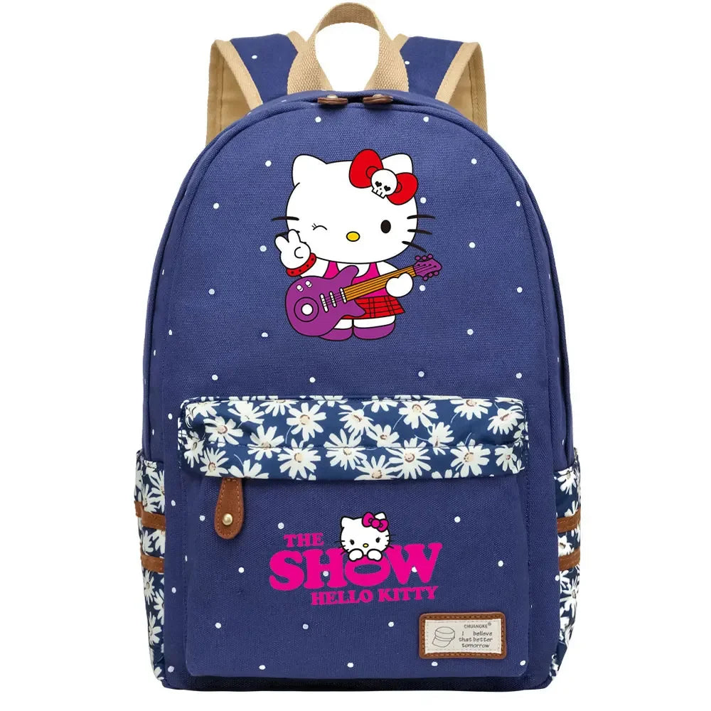 New Hello Kitty Printed Boy Girl Kids School Book Bags Women Bagpack Teenagers Schoolbags Canvas Travel Laptop Backpack