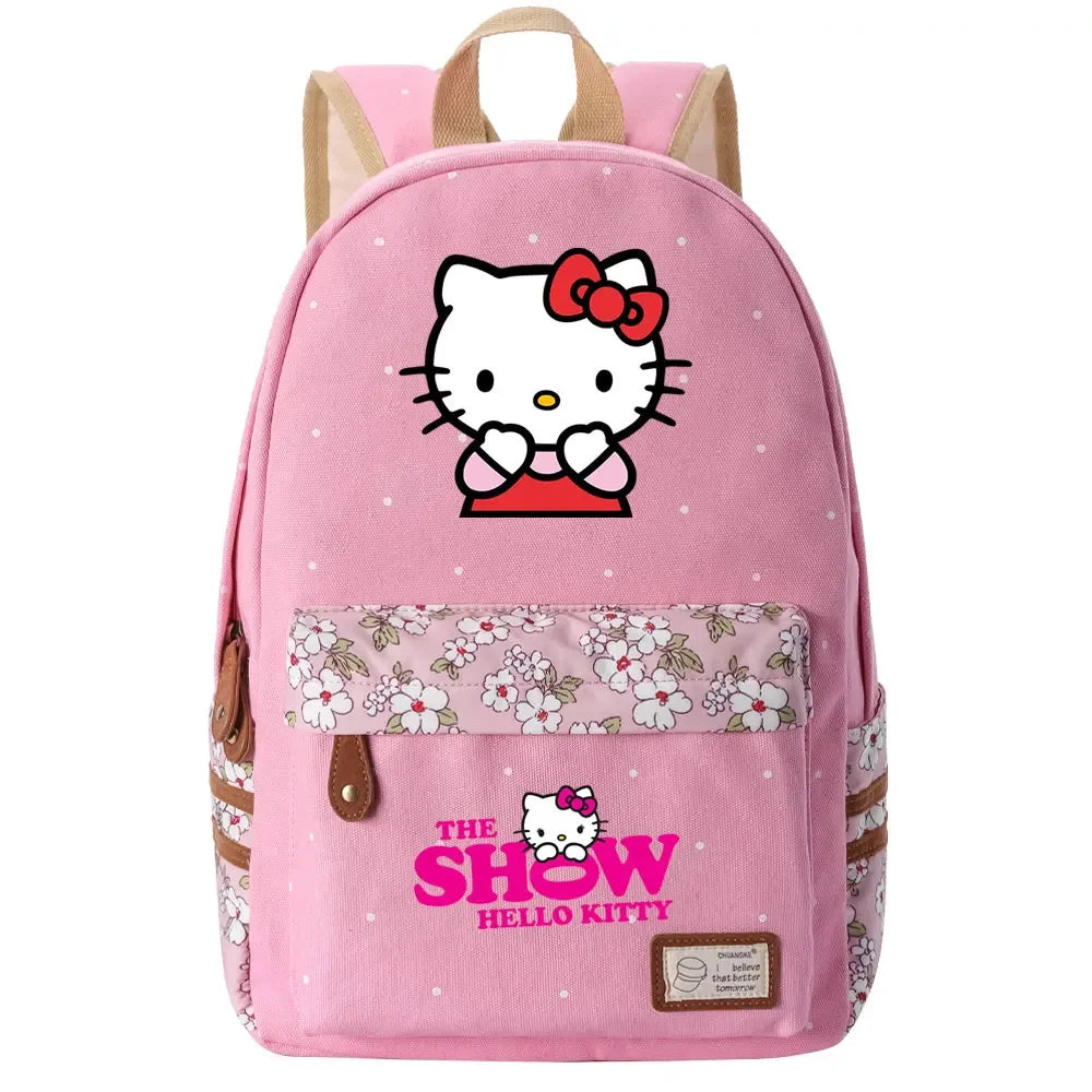 New Hello Kitty Printed Boy Girl Kids School Book Bags Women Bagpack Teenagers Schoolbags Canvas Travel Laptop Backpack