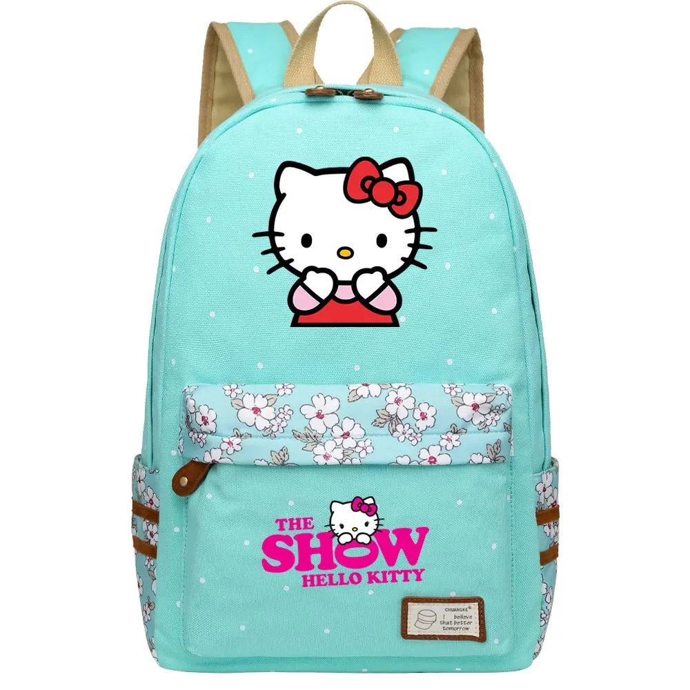 New Hello Kitty Printed Boy Girl Kids School Book Bags Women Bagpack Teenagers Schoolbags Canvas Travel Laptop Backpack