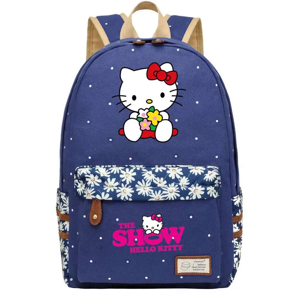 New Hello Kitty Printed Boy Girl Kids School Book Bags Women Bagpack Teenagers Schoolbags Canvas Travel Laptop Backpack
