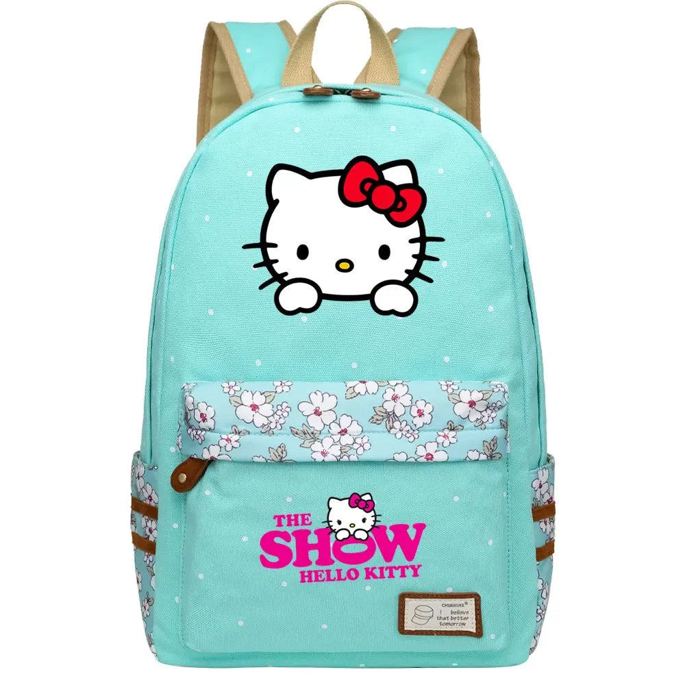 New Hello Kitty Printed Boy Girl Kids School Book Bags Women Bagpack Teenagers Schoolbags Canvas Travel Laptop Backpack