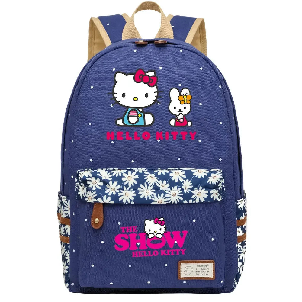 New Hello Kitty Printed Boy Girl Kids School Book Bags Women Bagpack Teenagers Schoolbags Canvas Travel Laptop Backpack