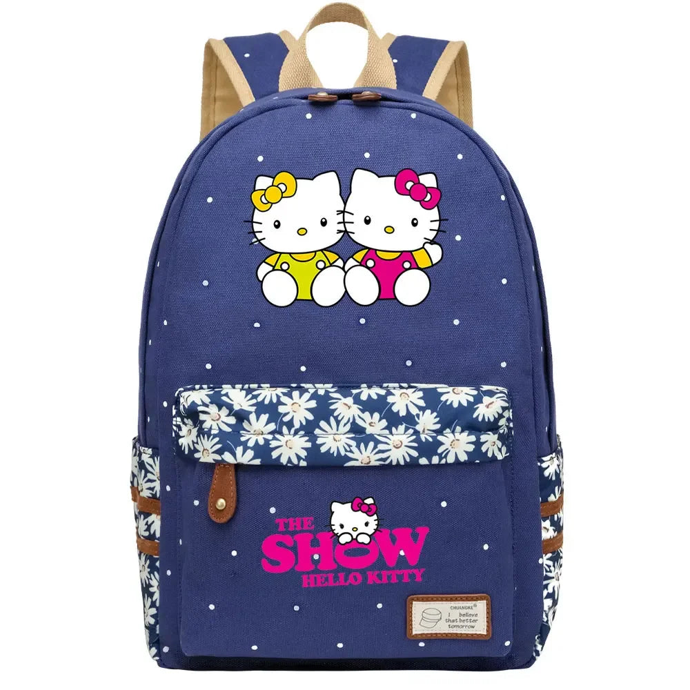 New Hello Kitty Printed Boy Girl Kids School Book Bags Women Bagpack Teenagers Schoolbags Canvas Travel Laptop Backpack