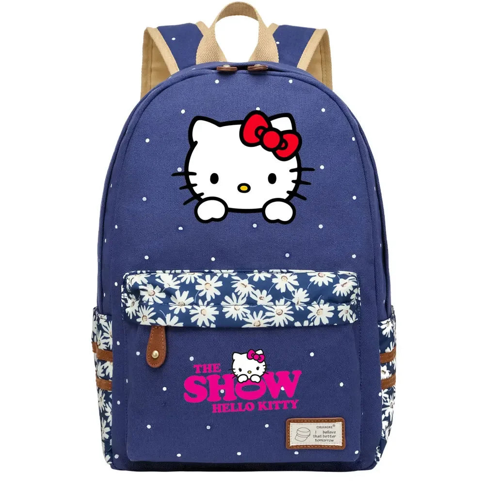 New Hello Kitty Printed Boy Girl Kids School Book Bags Women Bagpack Teenagers Schoolbags Canvas Travel Laptop Backpack