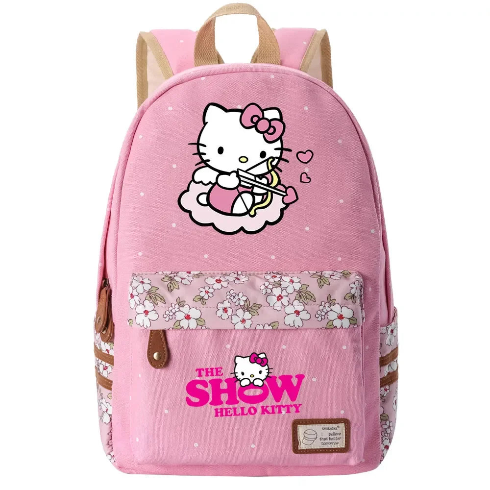 New Hello Kitty Printed Boy Girl Kids School Book Bags Women Bagpack Teenagers Schoolbags Canvas Travel Laptop Backpack