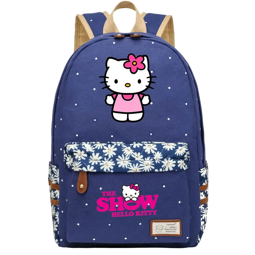 New Hello Kitty Printed Boy Girl Kids School Book Bags Women Bagpack Teenagers Schoolbags Canvas Travel Laptop Backpack
