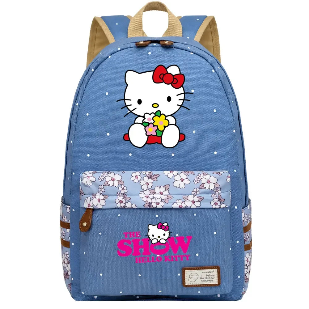 New Hello Kitty Printed Boy Girl Kids School Book Bags Women Bagpack Teenagers Schoolbags Canvas Travel Laptop Backpack
