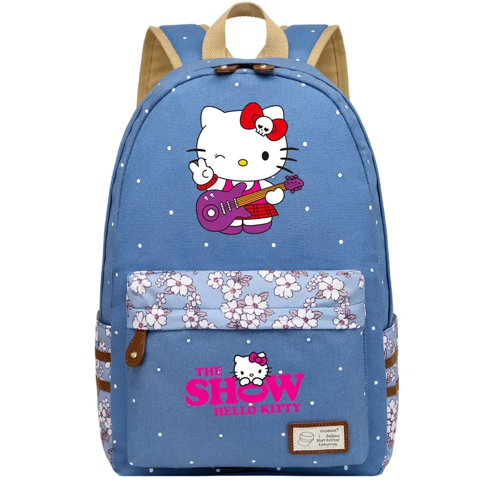 New Hello Kitty Printed Boy Girl Kids School Book Bags Women Bagpack Teenagers Schoolbags Canvas Travel Laptop Backpack