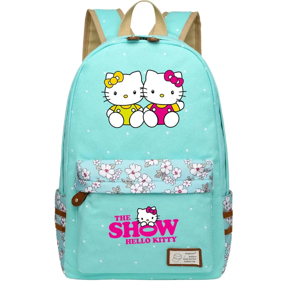 New Hello Kitty Printed Boy Girl Kids School Book Bags Women Bagpack Teenagers Schoolbags Canvas Travel Laptop Backpack