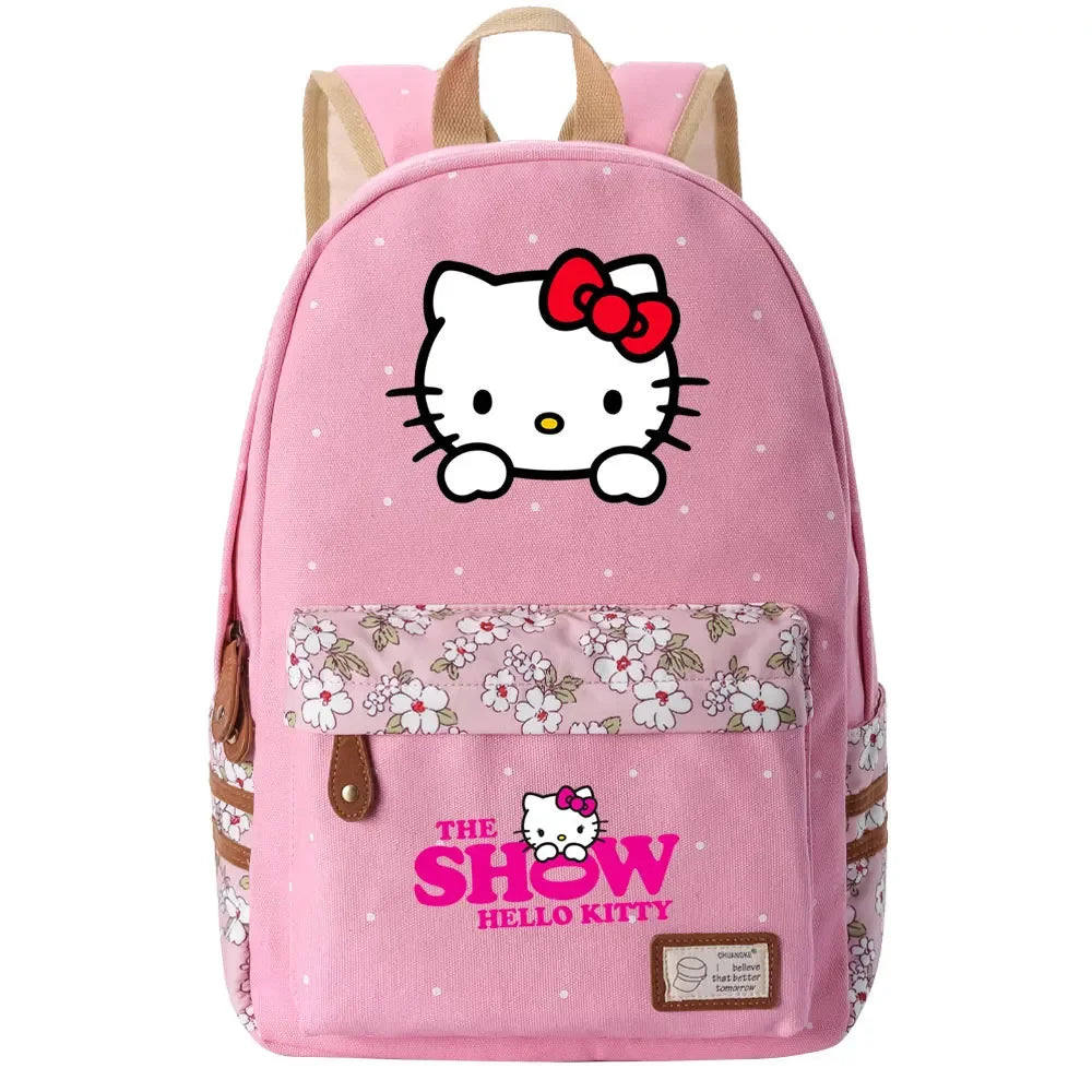 New Hello Kitty Printed Boy Girl Kids School Book Bags Women Bagpack Teenagers Schoolbags Canvas Travel Laptop Backpack