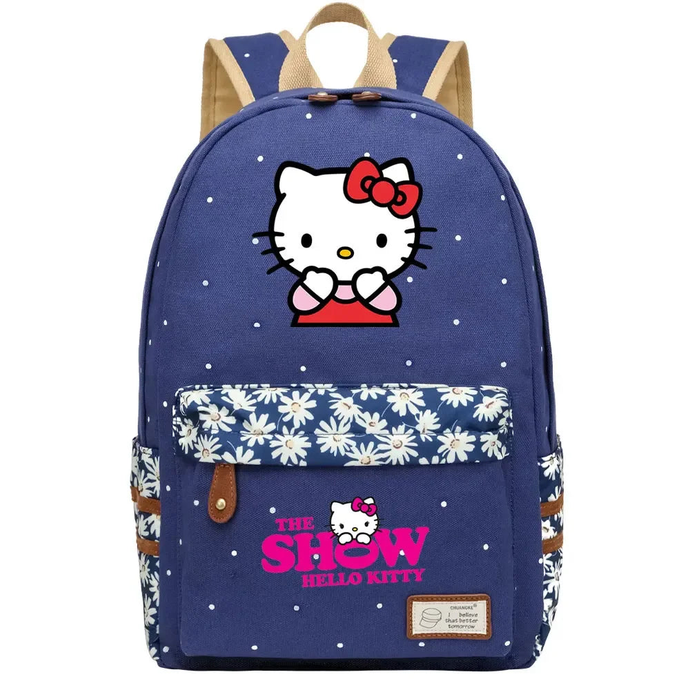 New Hello Kitty Printed Boy Girl Kids School Book Bags Women Bagpack Teenagers Schoolbags Canvas Travel Laptop Backpack
