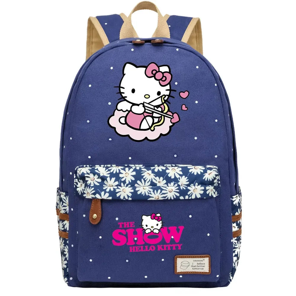 New Hello Kitty Printed Boy Girl Kids School Book Bags Women Bagpack Teenagers Schoolbags Canvas Travel Laptop Backpack