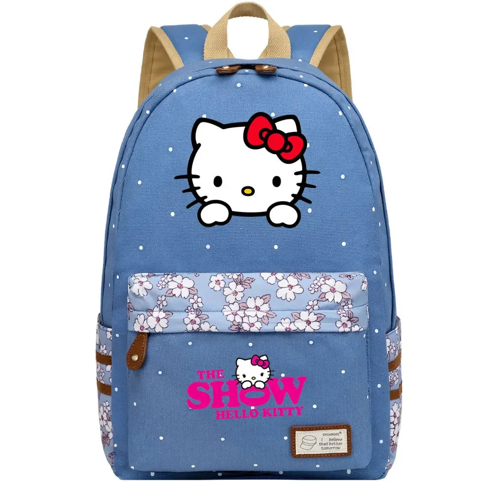 New Hello Kitty Printed Boy Girl Kids School Book Bags Women Bagpack Teenagers Schoolbags Canvas Travel Laptop Backpack
