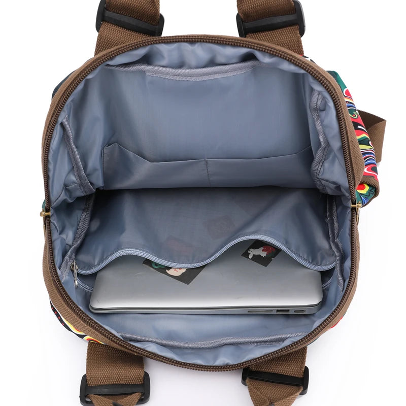 New High Quality Chinoiserie Multiple Pockets Large Capacity Waterproof Laptop Bag Fashion  Luxury Designer Backpack for Women