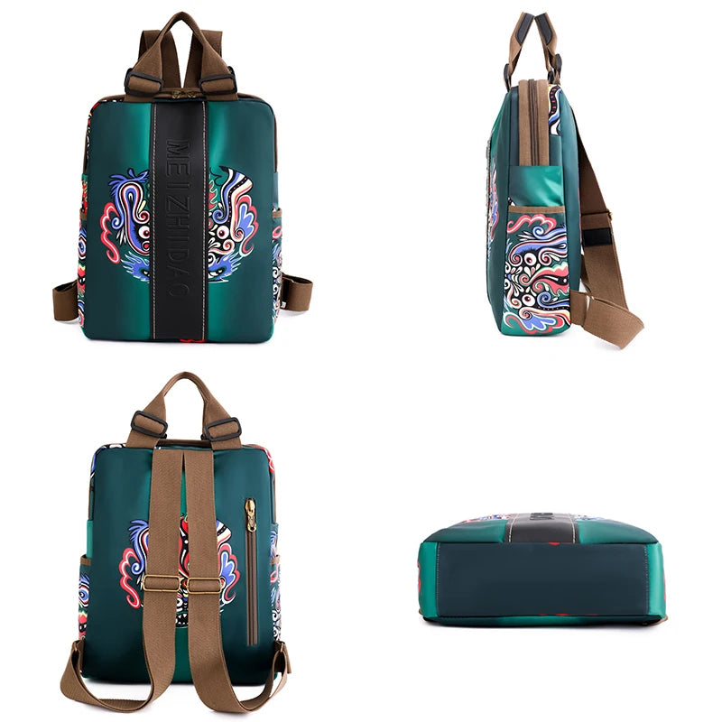 New High Quality Chinoiserie Multiple Pockets Large Capacity Waterproof Laptop Bag Fashion  Luxury Designer Backpack for Women
